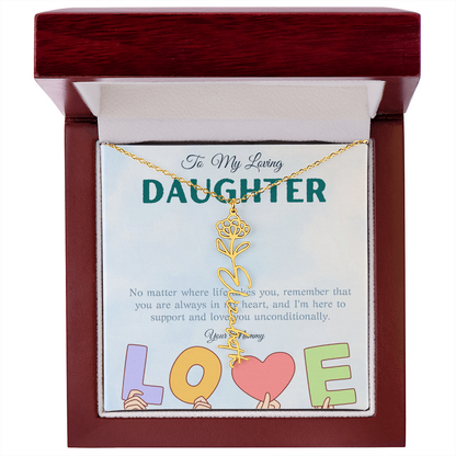 To My Loving Daughter From Mom | Flower Name Necklace