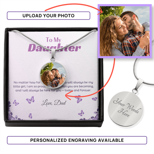 To My Daughter Personalized Image Necklace From Dad