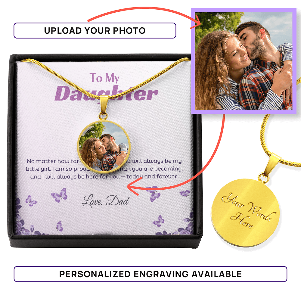 To My Daughter Personalized Image Necklace From Dad