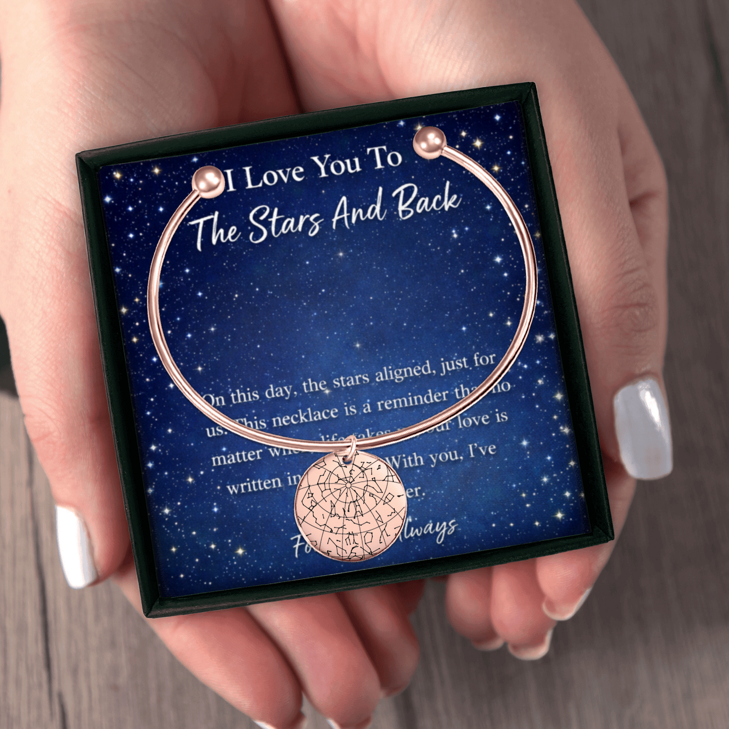 Custom Star Map Bangle – Personalized Night Sky Jewelry with Engraving