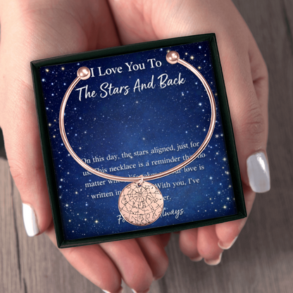 Custom Star Map Bangle – Personalized Night Sky Jewelry with Engraving