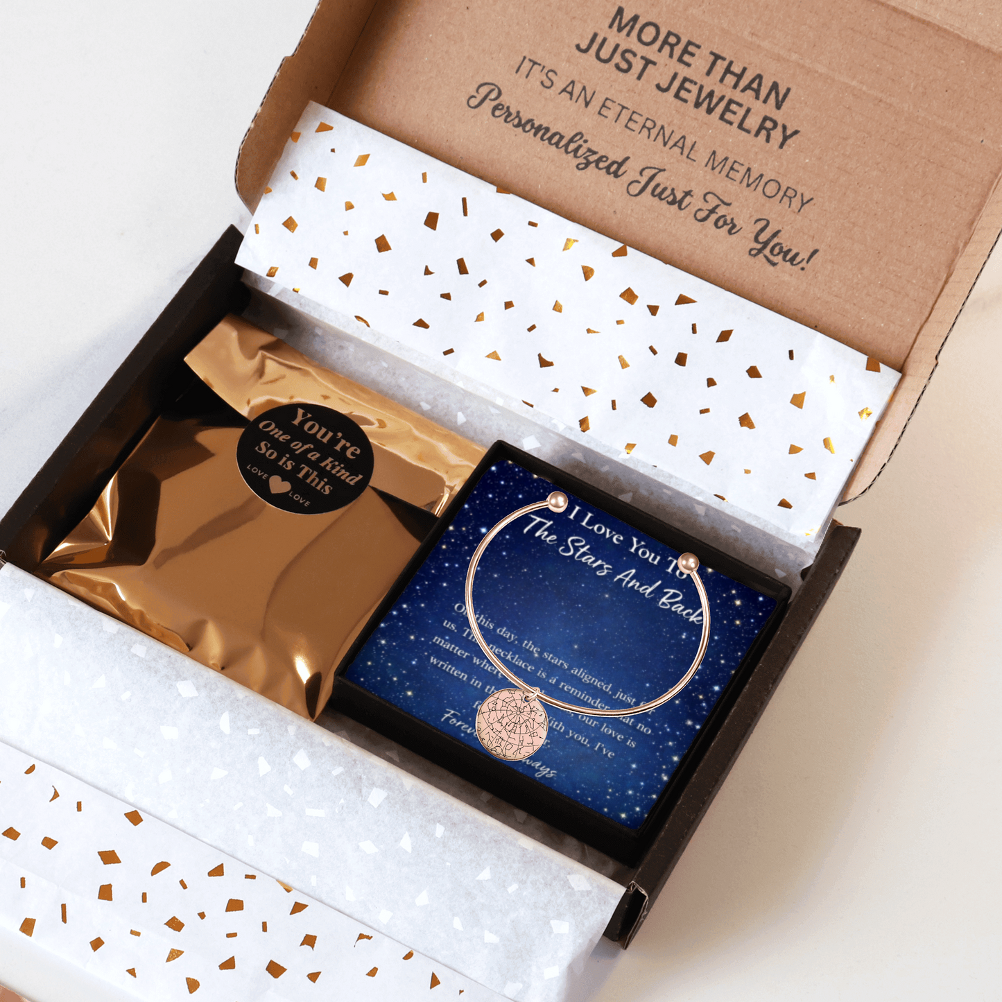 Custom Star Map Bangle – Personalized Night Sky Jewelry with Engraving