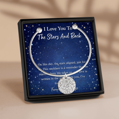 Custom Star Map Bangle – Personalized Night Sky Jewelry with Engraving