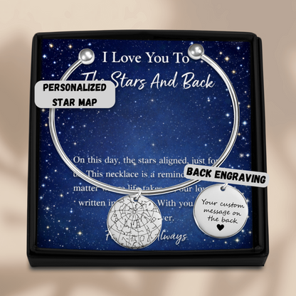 Custom Star Map Bangle – Personalized Night Sky Jewelry with Engraving
