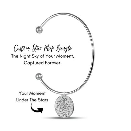 Custom Star Map Bangle – Personalized Night Sky Jewelry with Engraving