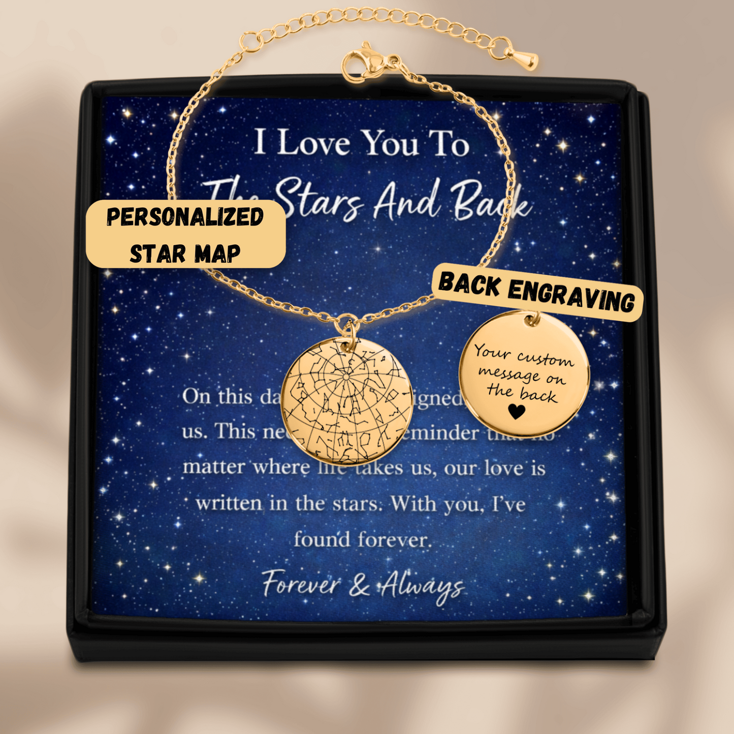 Custom Star Map Bracelet – Personalized Night Sky Jewelry with Engraving