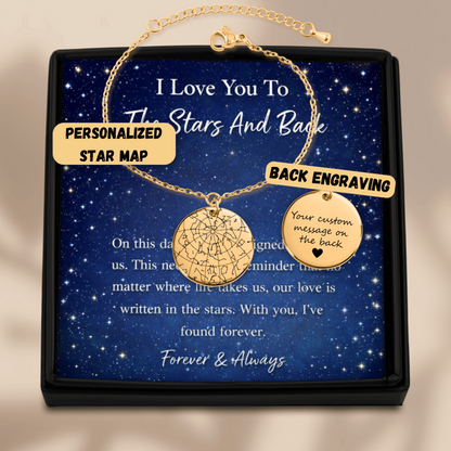 Custom Star Map Bracelet – Personalized Night Sky Jewelry with Engraving