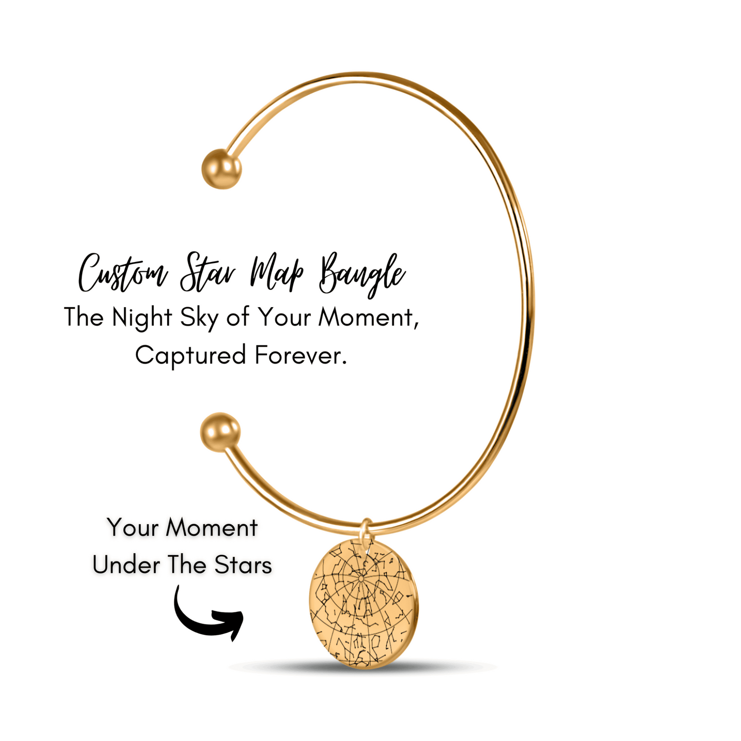 Custom Star Map Bangle – Personalized Night Sky Jewelry with Engraving