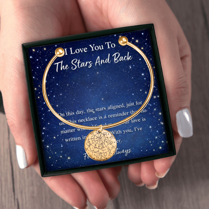 Custom Star Map Bangle – Personalized Night Sky Jewelry with Engraving