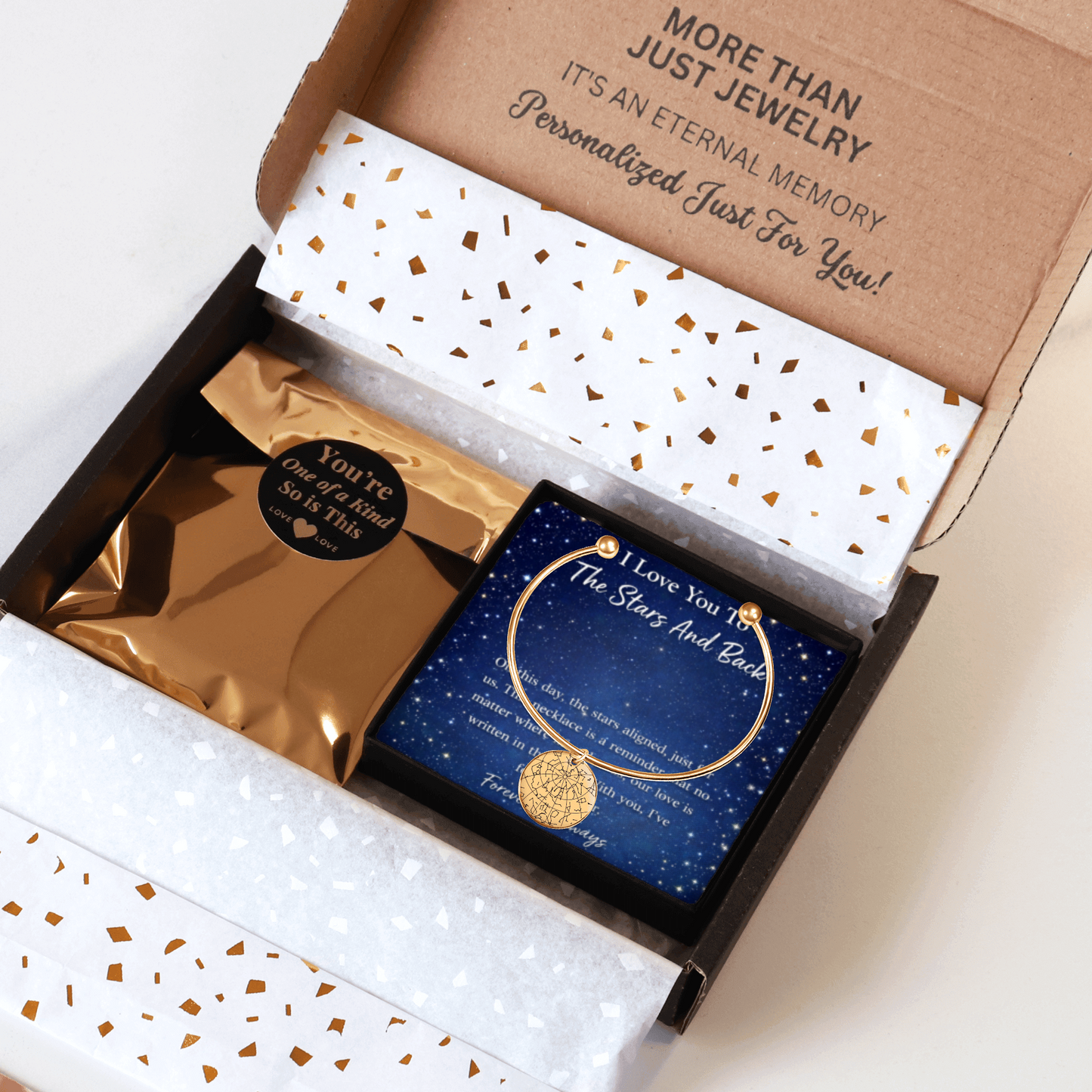 Custom Star Map Bangle – Personalized Night Sky Jewelry with Engraving