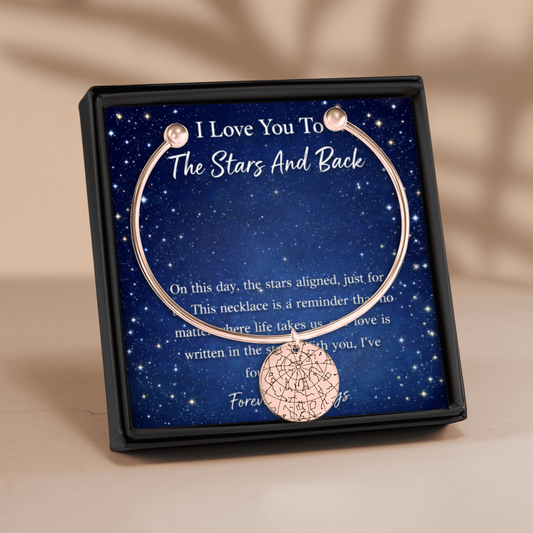 Custom Star Map Bangle – Personalized Night Sky Jewelry with Engraving