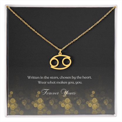 zodiac symbol Cancer Gold variant in a standard box