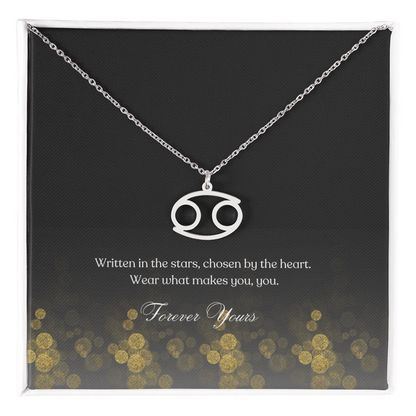 zodiac symbol Cancer stainless steel variant in a standard box