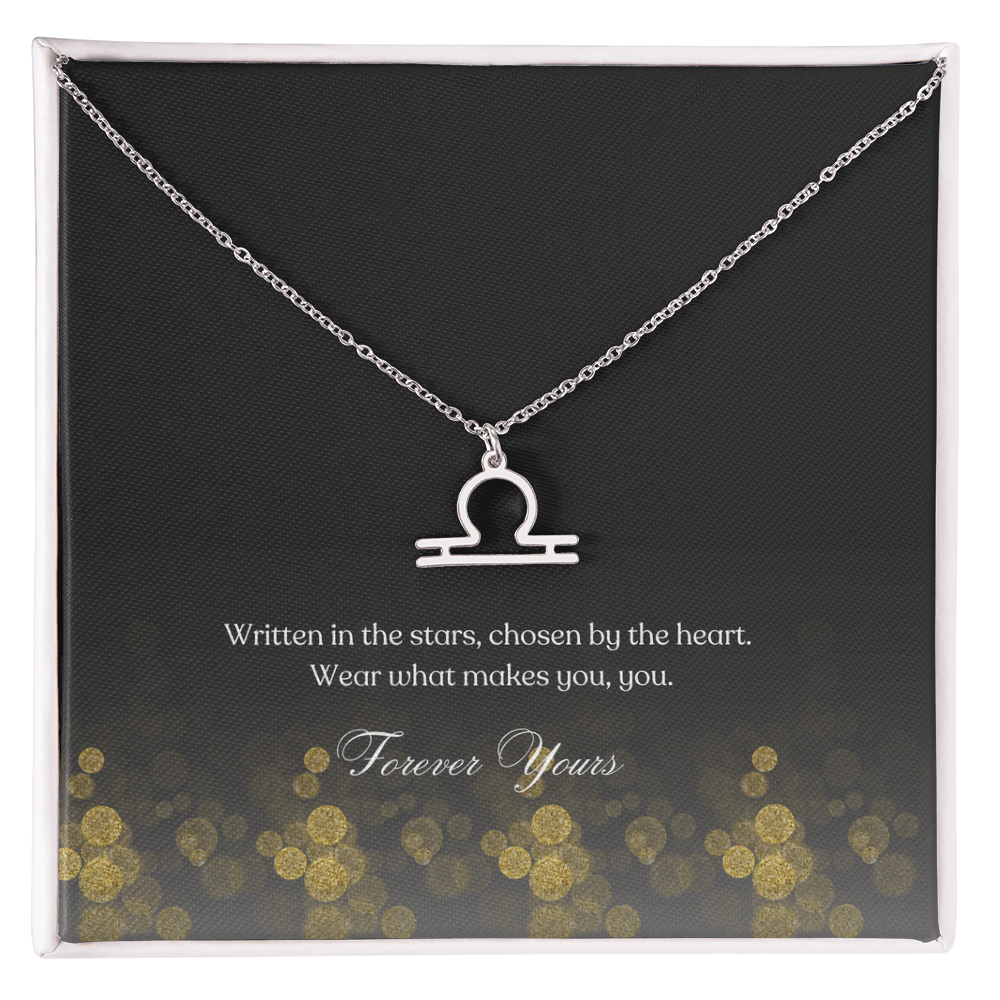 zodiac symbol Libra stainless steel variant in a standard box