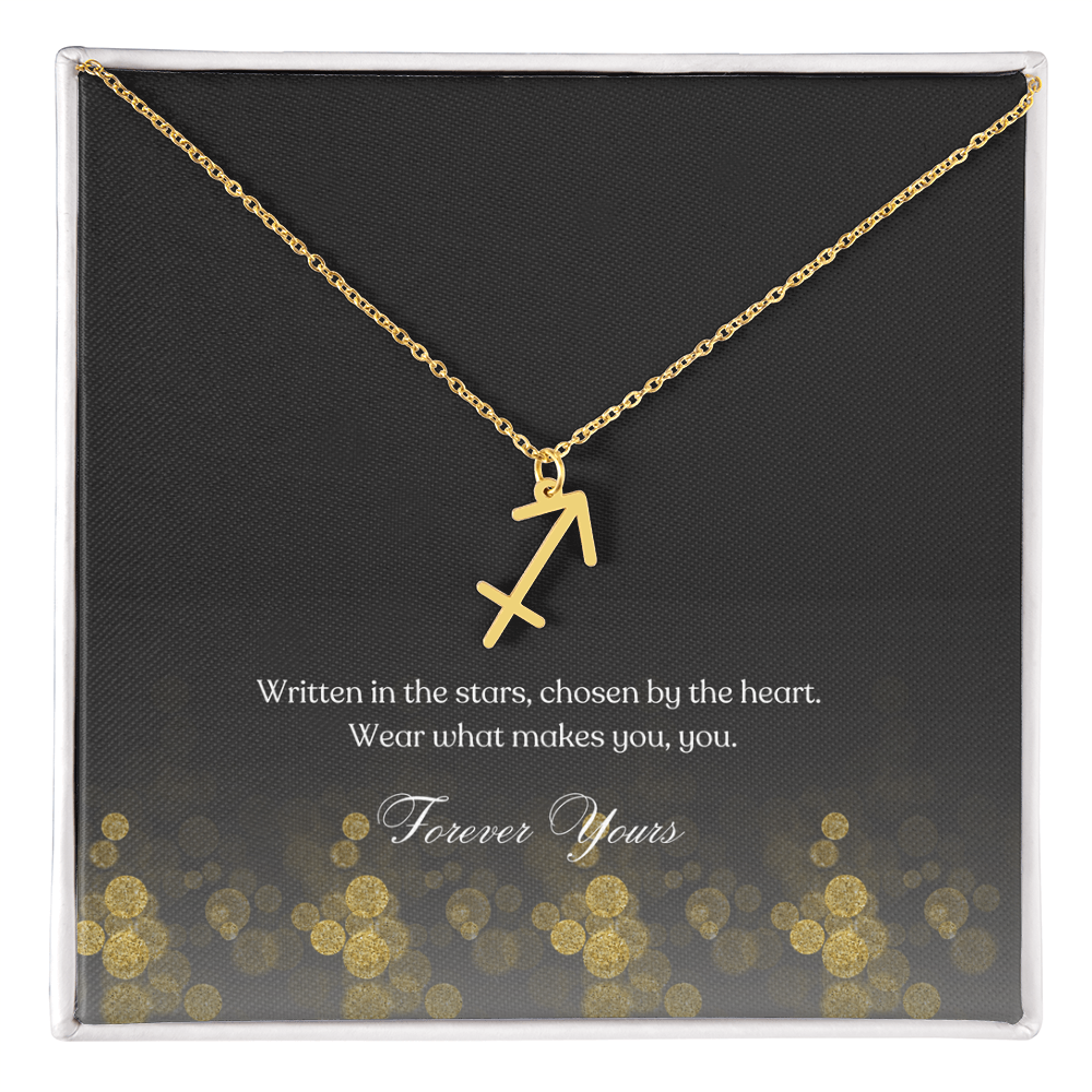 zodiac symbol Sagittarius Gold Variant in a standard box