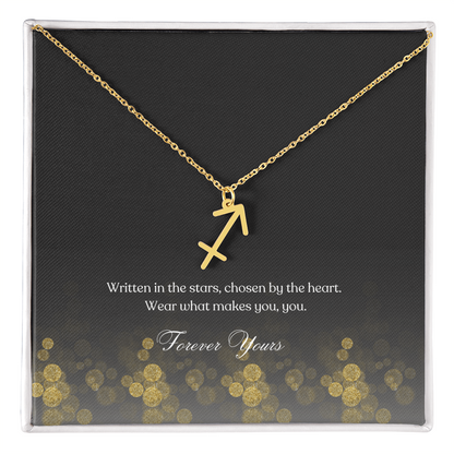 zodiac symbol Sagittarius Gold Variant in a standard box
