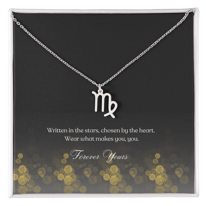 zodiac symbol Virgo stainless steel variant in a standard box
