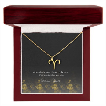 zodiac symbol aries gold plated in a luxury box
