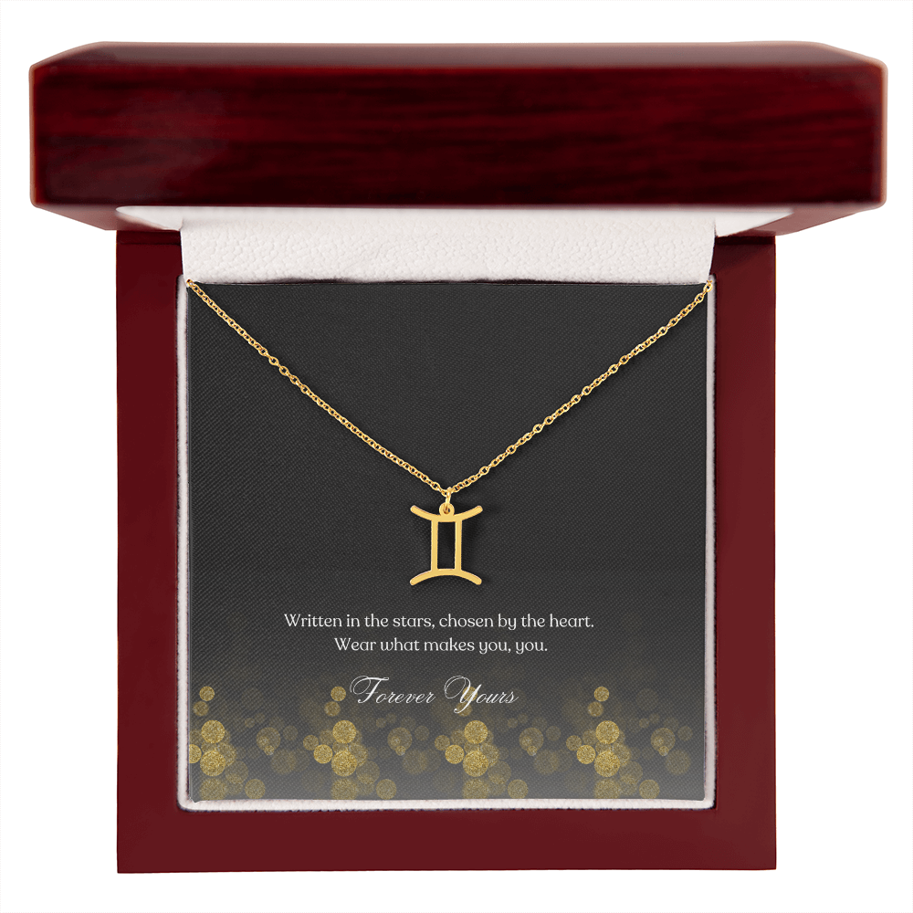 zodiac symbol gemini gold variant in a Luxury box