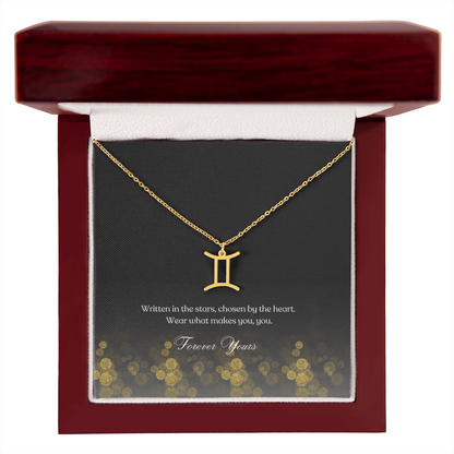 zodiac symbol gemini gold variant in a Luxury box